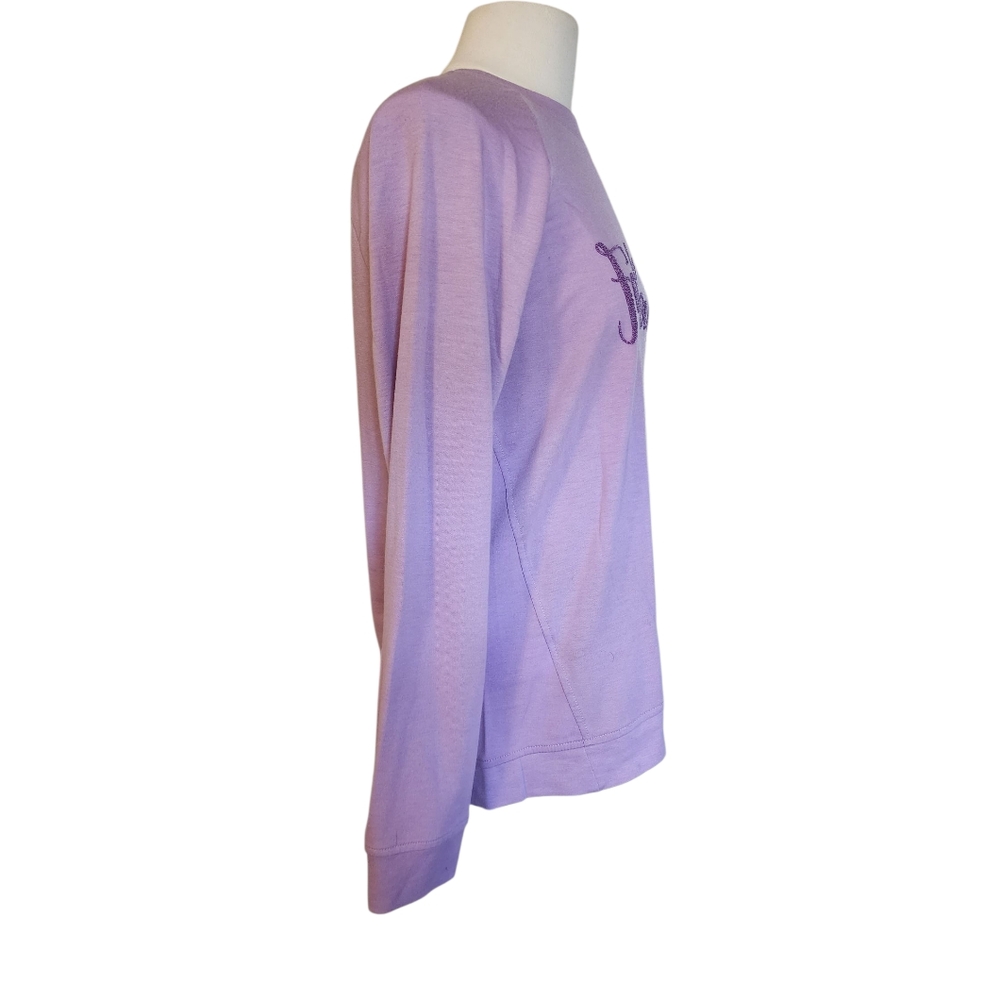Isaac Mizrahi Lavender "Fabulous" Crewneck Sweatshirt - Picture 4 of 10